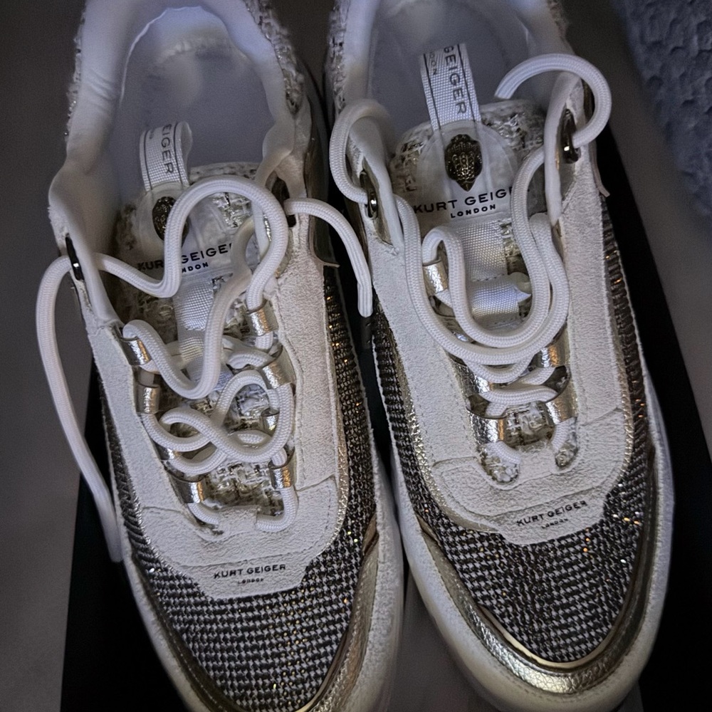 Kurt Geiger White and Gold Sneakers - Picture 11 of 11
